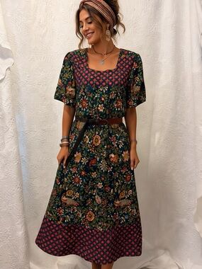 VTG Expressions Catalogue Boho 90s Paisley Muumuu House Dress Caftan  Sz s
